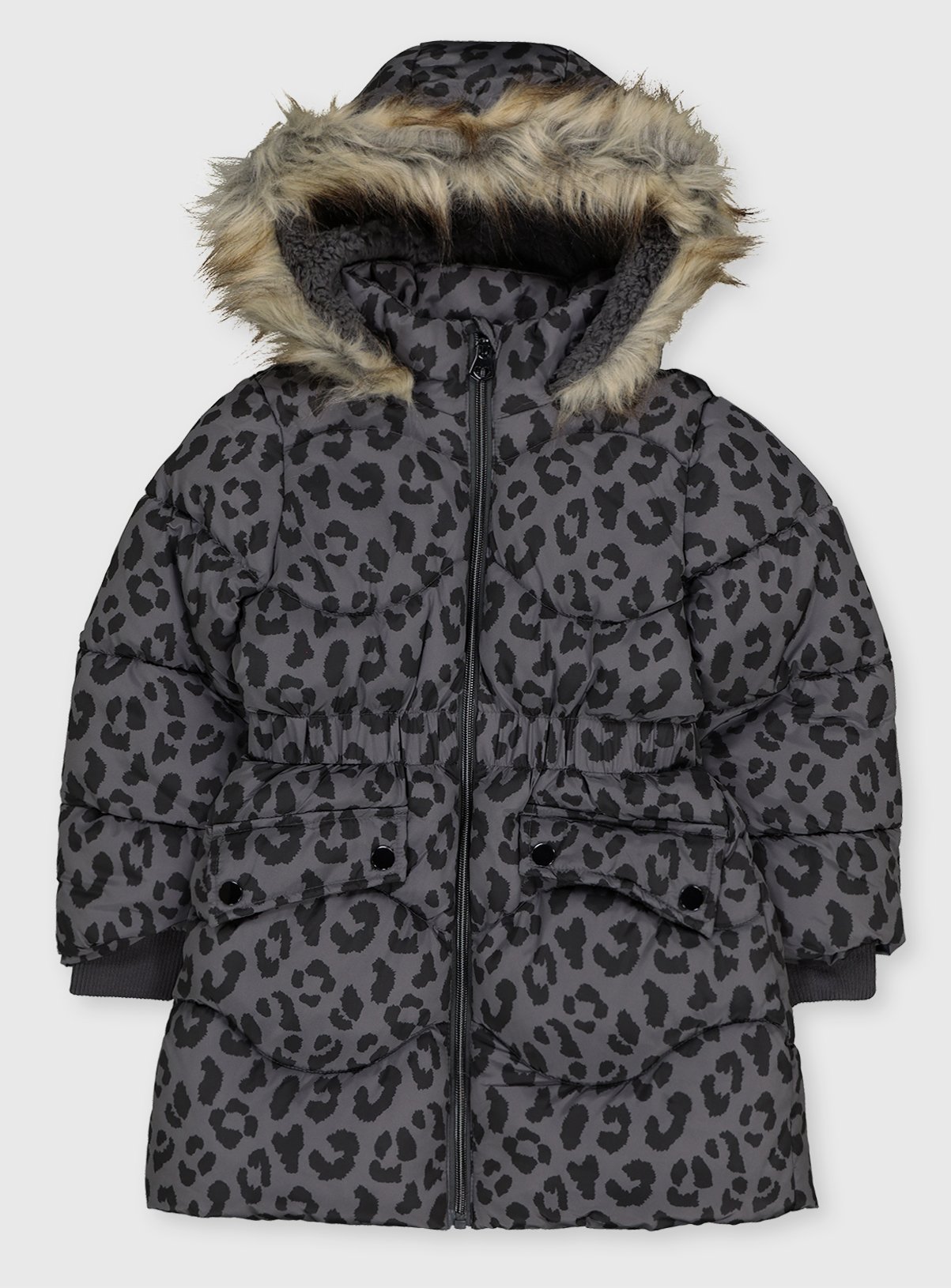 Grey Animal Print Padded Coat With Hood review